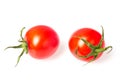 Fresh juicy red cherry tomatoes closeup isolated on white background. Royalty Free Stock Photo