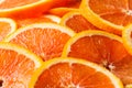 Fresh juicy orange fruit rings close up background. Royalty Free Stock Photo