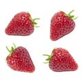 The Fresh juicy of set red strawberry isolated on white background. Royalty Free Stock Photo