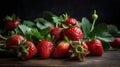 Fresh juicy strawberries with leaves. Strawberry Royalty Free Stock Photo