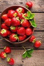 Fresh juicy strawberries with leaves. Strawberry. Royalty Free Stock Photo