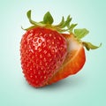 Fresh juicy strawberry with green leaves isolated Royalty Free Stock Photo