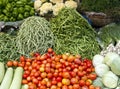 Fresh juicy vegetables on the counter in India Goa