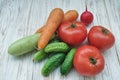 Fresh juicy vegetables on the desk.