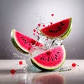 Fresh juicy watermelon slices, ripe fruit