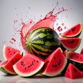 Fresh juicy watermelon slices, ripe fruit