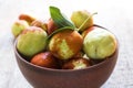 Fresh jujube on wooden table. Unabi fruit Royalty Free Stock Photo