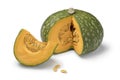 Fresh Kabocha winter squash and a piece Royalty Free Stock Photo