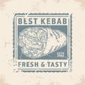 Fresh kebab sticker vintage monochrome