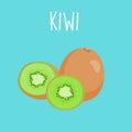 Fresh kiwi on blue balckground