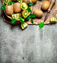 Fresh kiwi fruit in the basket. Royalty Free Stock Photo