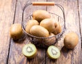 Fresh kiwi fruit in a basket Royalty Free Stock Photo