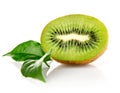 Fresh kiwi fruit with green leaves Royalty Free Stock Photo