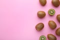 Fresh kiwi fruit on pink wooden background Royalty Free Stock Photo