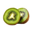 Fresh kiwi fruit. Two halves of ripe kiwi isolated. Healthy diet. Vegetarian food