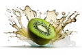 Fresh kiwi fruit with water splash isolated on white background. Royalty Free Stock Photo