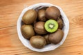 Fresh kiwi fruit in a wicker basket Royalty Free Stock Photo