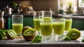 Fresh kiwi juice, mint in health kitchen tasty vegan vitamin vitamin ingredient antioxidant