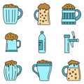 Fresh kvass icons set vector color