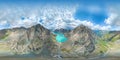 Fresh lake high in the mountains of Kyrgyzstan the panorama 180