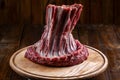 Fresh lamb ribs on the cutting board. Raw meat Royalty Free Stock Photo