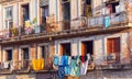 Fresh laundry on the balcony of old home, Havana Royalty Free Stock Photo