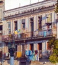 Fresh laundry on the balcony of old home, Havana Royalty Free Stock Photo