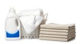 Fresh laundry care items on a white background Royalty Free Stock Photo
