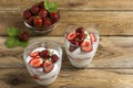 Fresh layered strawberries cream cheese dessert Royalty Free Stock Photo