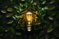 Fresh Leaf Lightbulb Top View. Generative AI