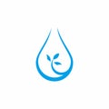 Fresh leaf water drop simple geometric design natural symbol logo vector Royalty Free Stock Photo