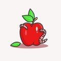 Fresh and leafy red apple fruit illustration