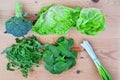Fresh leafy vegetables, broccoli, lettuce, arugula, salad