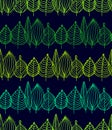 Fresh leaves seamless pattern in vector. Color foliage endless background in sketch style.