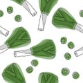 Fresh leek seamless pattern. Leek onion, vegetable background.