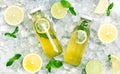 Fresh lemon cucamber detox water in glass jar on ice Royalty Free Stock Photo