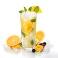 Fresh lemon drink mixed with ice and refreshing lemon pieces Royalty Free Stock Photo