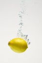 Fresh lemon drop on water with babble