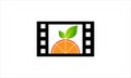 Fresh Lemon fruit inside Film Movie strip icon Logo design illustration