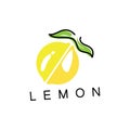 Fresh lemon fruit logo with leaves illustration template. Logo for lemon juice,lemon garden,fruit shop,modern vector Royalty Free Stock Photo