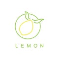 Fresh lemon fruit logo with leaves illustration template. Logo for lemon juice,lemon garden,fruit shop,modern vector Royalty Free Stock Photo