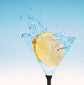 Fresh lemon in glass with water splash Royalty Free Stock Photo