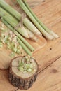 Fresh lemon grass is herb on wood background. Royalty Free Stock Photo
