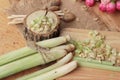 Fresh lemon grass is herb on wood background. Royalty Free Stock Photo