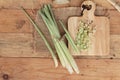 Fresh lemon grass is herb on wood background. Royalty Free Stock Photo