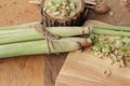 Fresh lemon grass is herb on wood background. Royalty Free Stock Photo