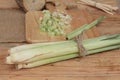 Fresh lemon grass is herb on wood background. Royalty Free Stock Photo