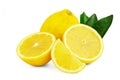 Fresh lemon half and slice with leaf isolated on white background Royalty Free Stock Photo
