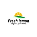 Fresh lemon illustration logo design with green color elements Royalty Free Stock Photo