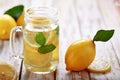 Fresh lemon infused water with ingredients Royalty Free Stock Photo